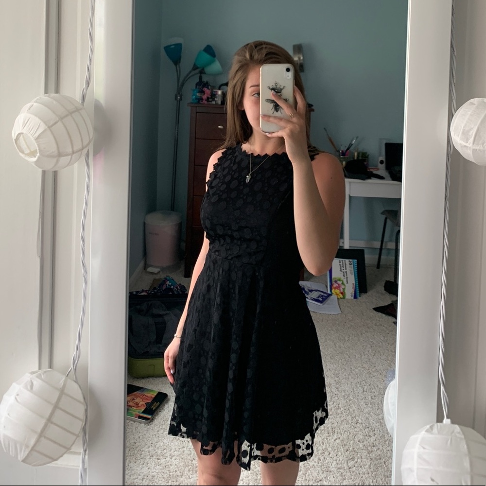 Black Spotted Mesh Dress